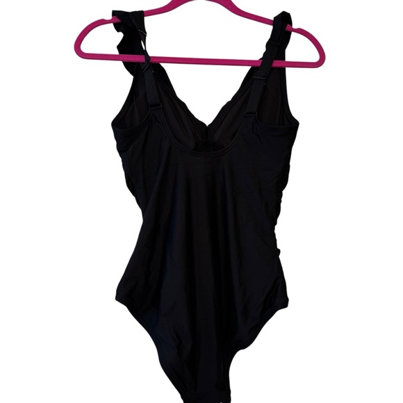 DKNY Ruffle Plunge Tummy Control Swimsuit - Picture 8 of 13